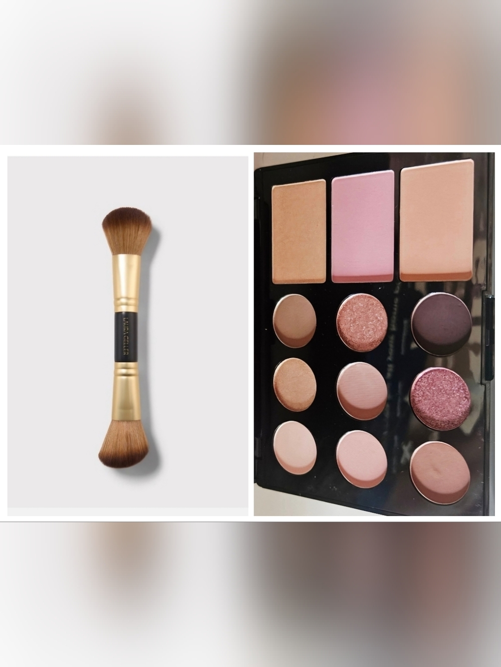 2 Laura Geller Items. Eye & Face Palette & Dual Ended Blush & Bronzer Brush